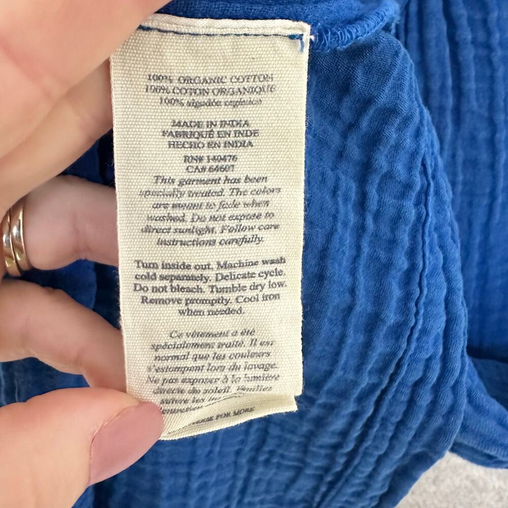 Faherty Dream Cotton Gauze Dylan Top Size S Royal Blue Organic Lightweight NWOT - Picture 7 of 10
